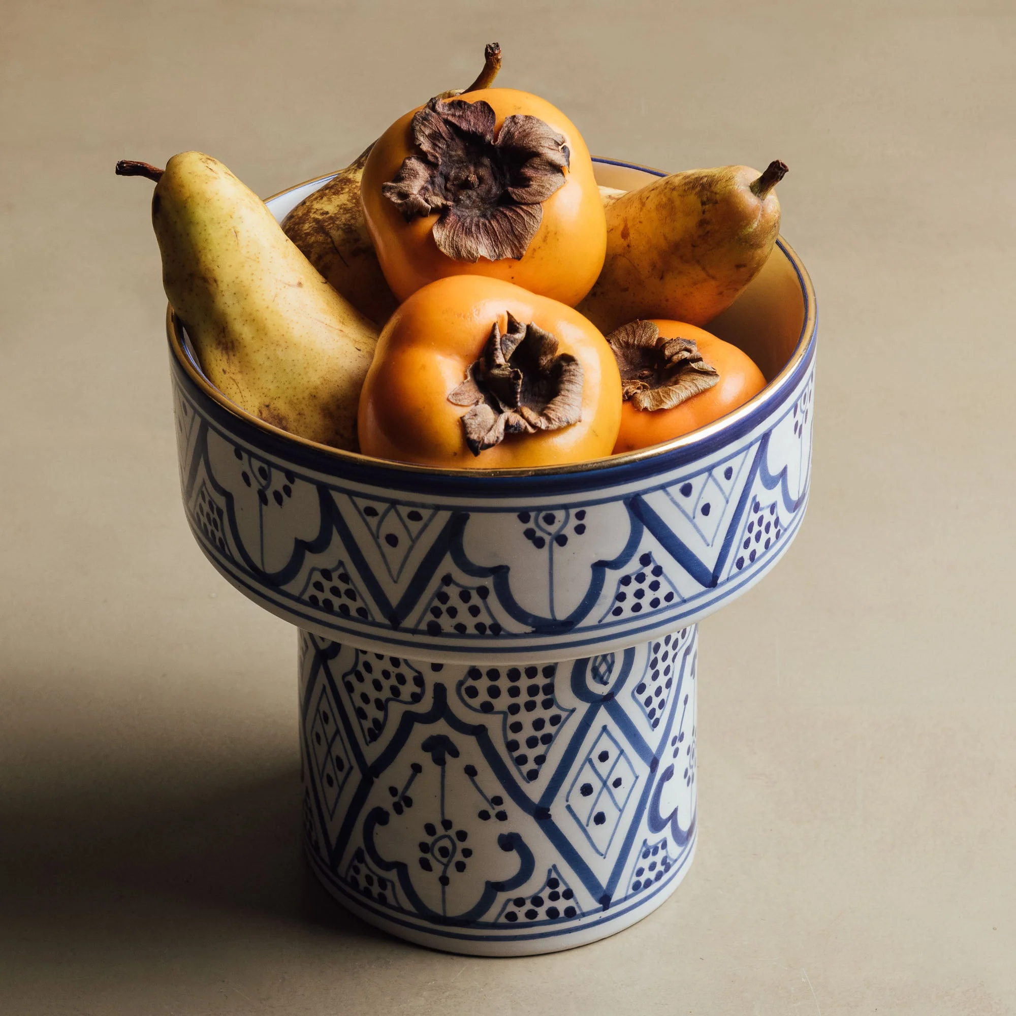 Fez Azure & Gold Pedestal Bowl alternate view