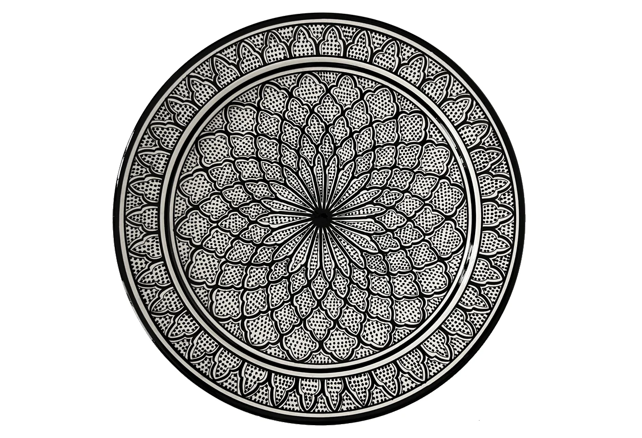 Safi Black & White Floral Plate