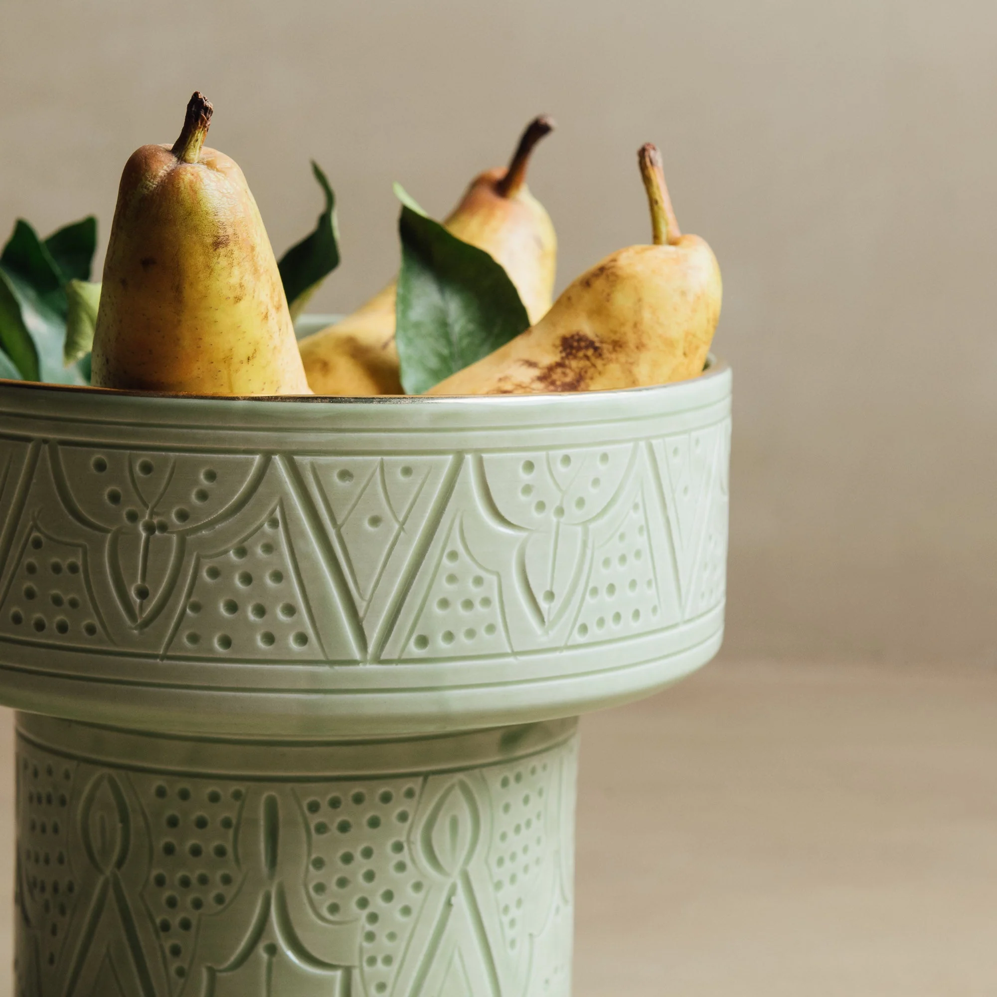 Zagora Green & Gold Pedestal Bowl view 3