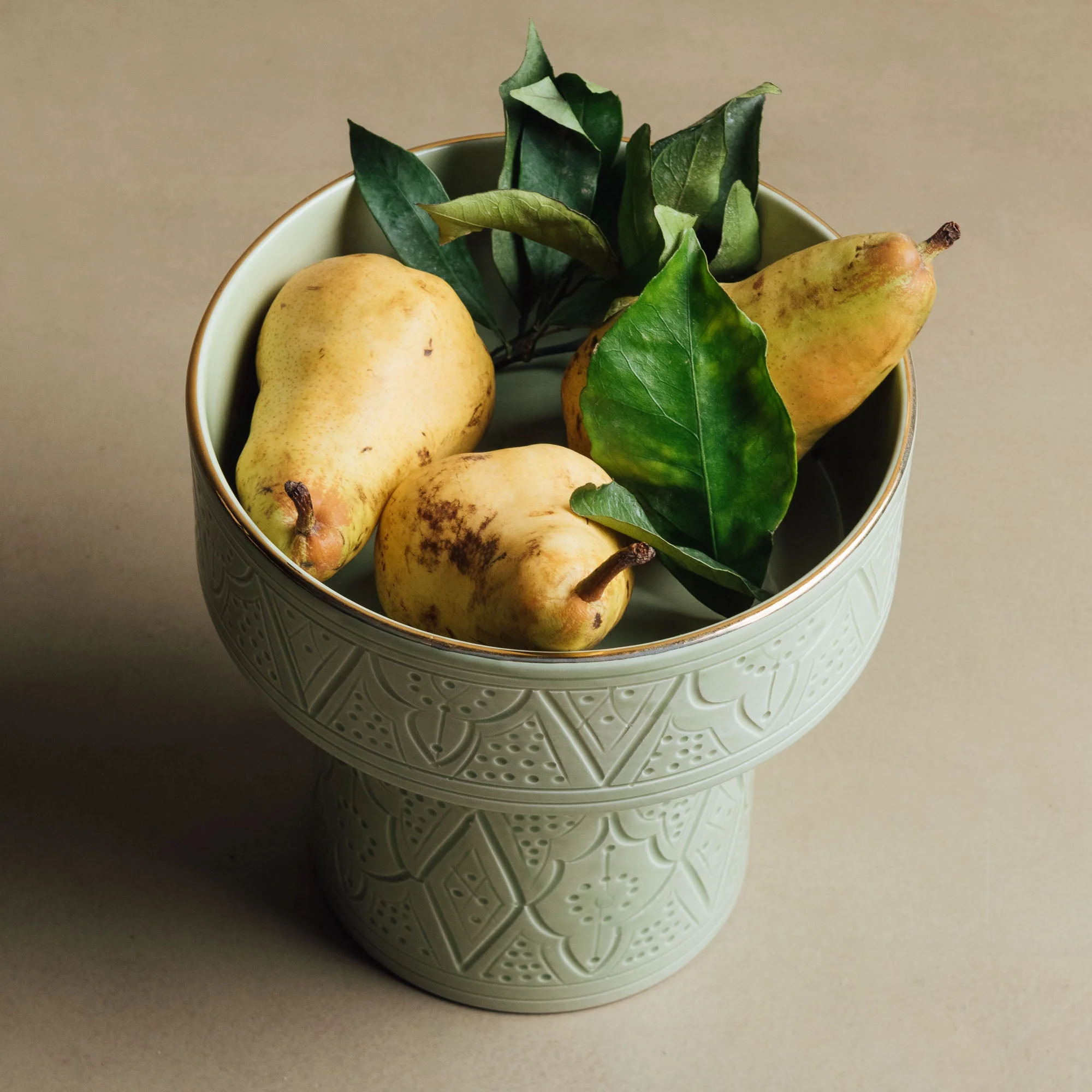 Zagora Green & Gold Pedestal Bowl view 4