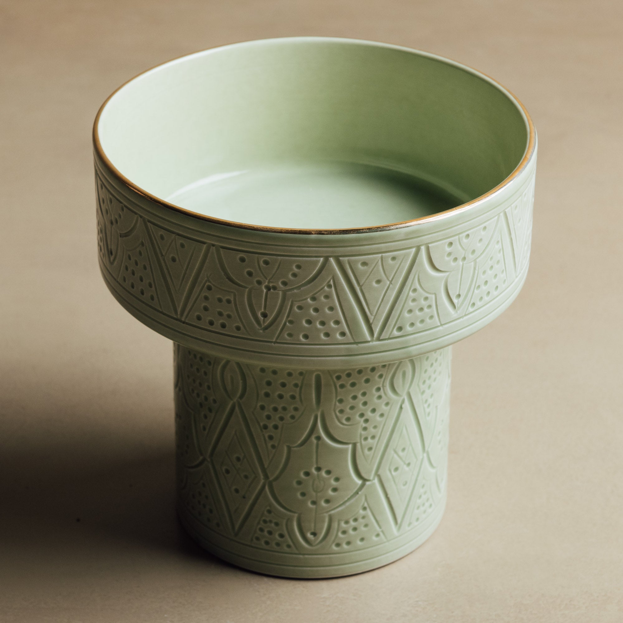 Zagora Green & Gold Pedestal Bowl view 5